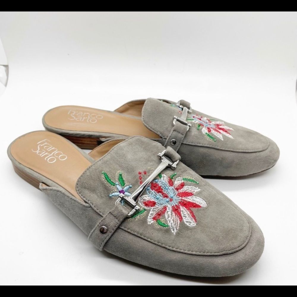 Franco Sarto Embroidered Suede Clog / Mule 8.5 M